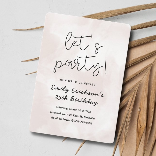 Convite de aniversário Rosa Moderno (Criador carregado)