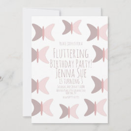 Convite de Aniversário Rosa Pastel Borboleta Boêmi