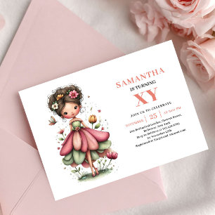Convite de aniversário rosa pastel da fada querida