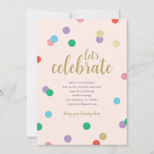 Convite de Aniversário Rosa Peachy com Confetes