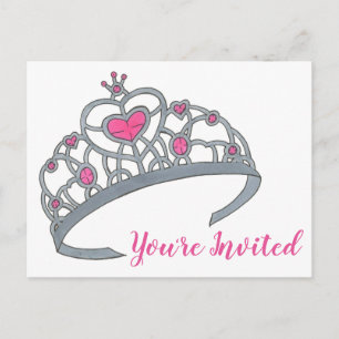 Convite de aniversário Rosa Princesa Tiara