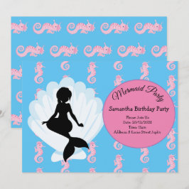 Convite de aniversário Rosa Sereia