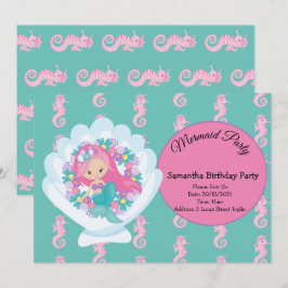 Convite de aniversário Rosa Sereia