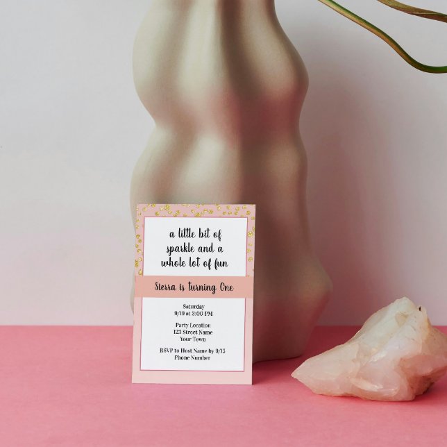 Convite de Aniversário Rosa Sparkle (Criador carregado)