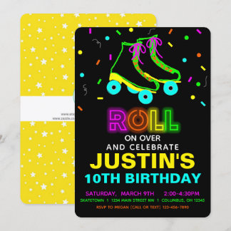 Convite de aniversário Rótulo do Skate Brilhante N