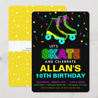 Convite de aniversário Rótulo do Skate Brilhante N