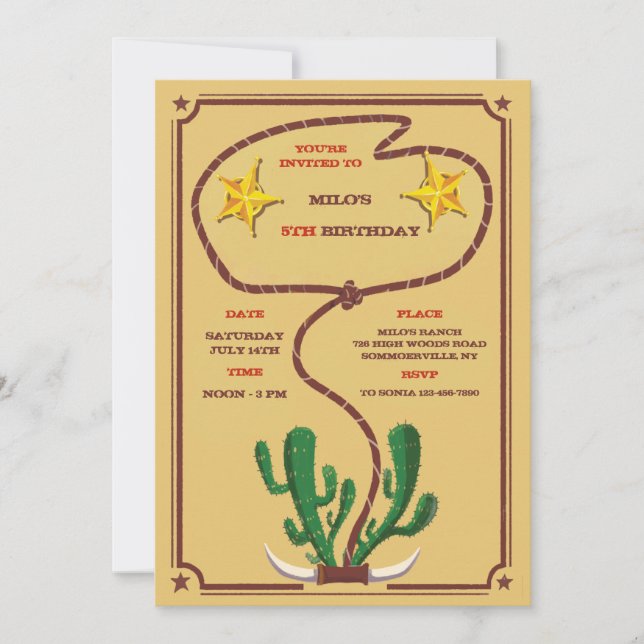 Convite de aniversário Roundup Cowboy (Frente)