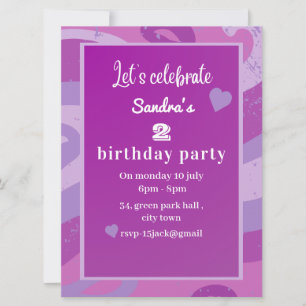 convite de aniversário roxo