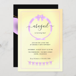 Convite de aniversário roxo e Dourado
