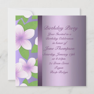 Convite de Aniversário Roxo Frangipani