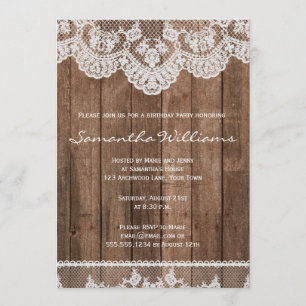 Convite de Aniversário Russo de Lace Branco e Mad