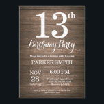 Convite de Aniversário Rustic 13<br><div class="desc">Convite de Aniversário para 13 Russo. Fundo Rustic Wood. Vintage Retro Birthday. Aniversário de criança. Convidar Menino ou Menina. 13 15 16º 18º 20 21rua 30 40º 50º 60º 80 de 70 100º, qualquer idade. Para mais personalização, clique no botão "Personalizar" e use nossa ferramenta de design para modificar este...</div>