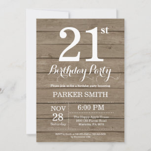 Convite de Aniversário Rústico de 21 anos