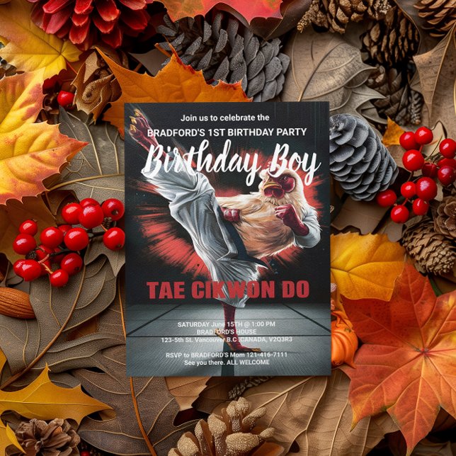 Convite de Aniversário Saco de Pancadas Chutando F (Criador carregado)