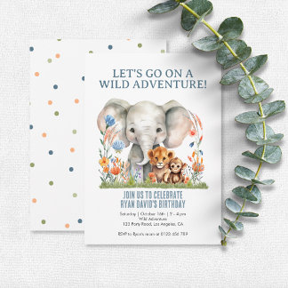 Convite de Aniversário Safari | Animais da Selva e
