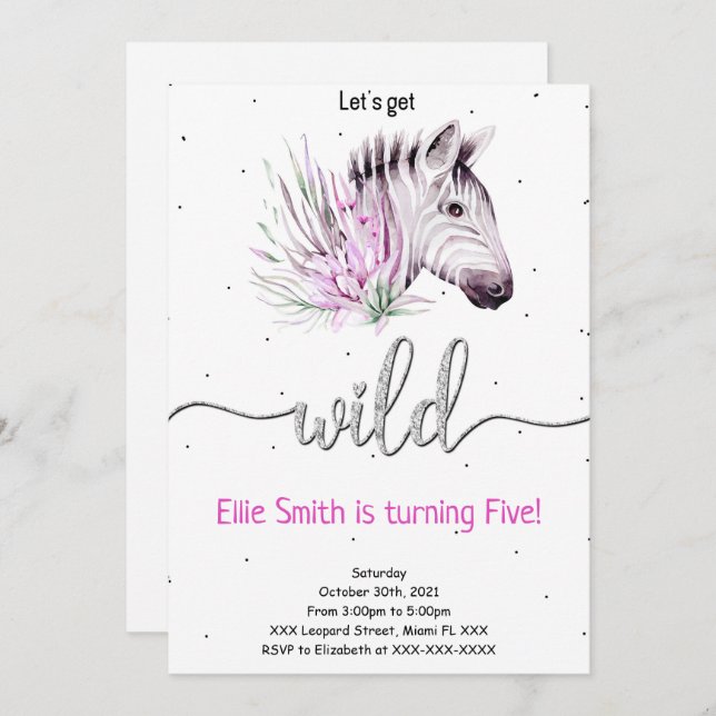 Convite de Aniversário Safari Animal (Frente/Verso)