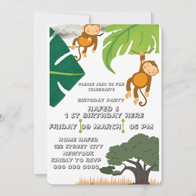 Convite de Aniversário Safari, Garoto de Aniversár (Frente)
