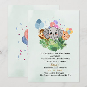 Convite de Aniversário Safari Infantil para Edição