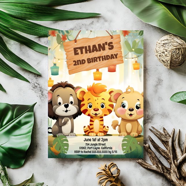 Convite de aniversário Safari Selva para Crianças (Criador carregado)