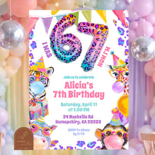 Convite de Aniversário Safari Selvagem Colorido 67