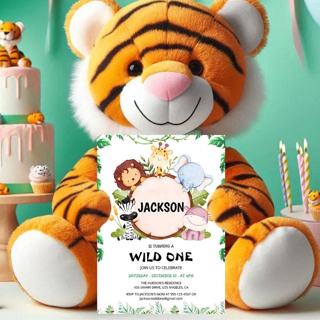 Convite de Aniversário Safari Wild One (Criador carregado)