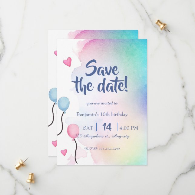Convite de Aniversário Salve a Data (Frente/Verso In Situ)
