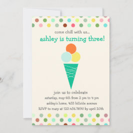 convite de aniversário Scoops e bolinhas