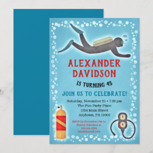 Convite De Aniversário Scuba Diver Scuba