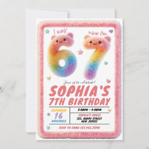Convite de Aniversário Seis Sete Pelúcia