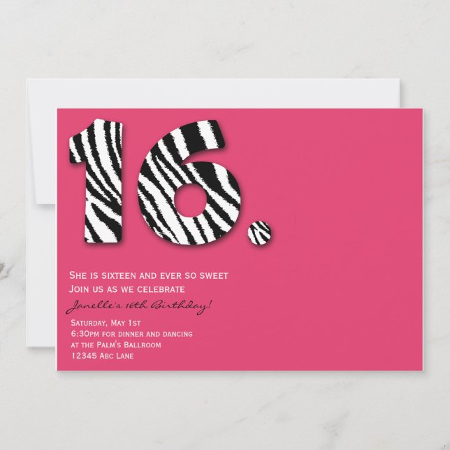 Convite de aniversário selvagem do doce 16 de n (Frente)