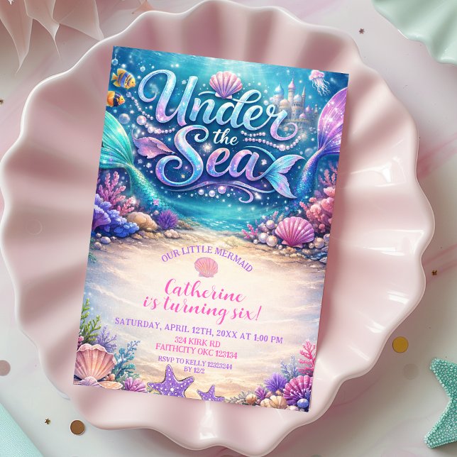 Convite de Aniversário Sereia do Mar (Criador carregado)