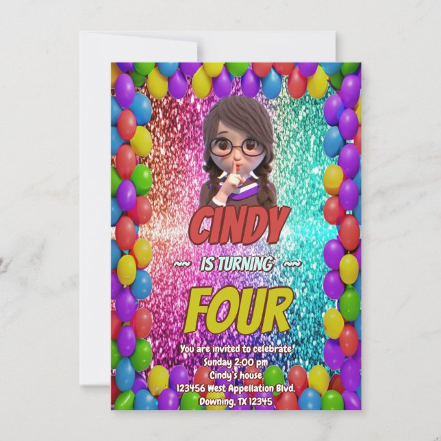 Convite de aniversário Silêncio e Segredo Surpresa (Frente)