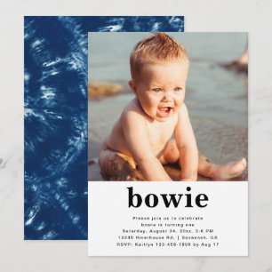 Convite de Aniversário Simples com Foto   Tie Dye