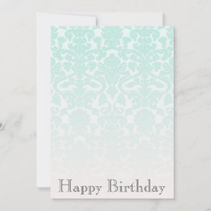 Convite de aniversário Simples de Mint Damask Chi