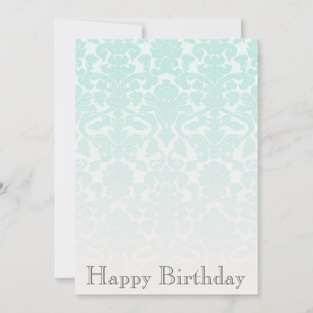 Convite de aniversário Simples de Mint Damask Chic (Frente)