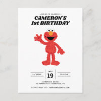 Convite de Aniversário Simples do Elmo 1º Aniversá