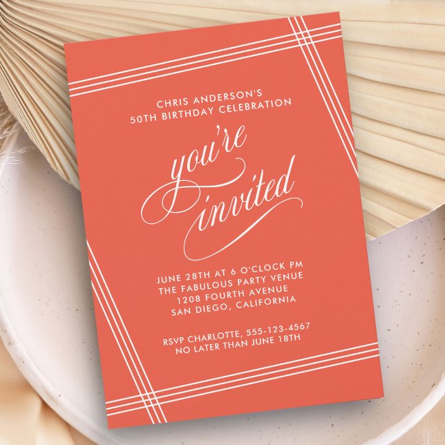 Convite de Aniversário Simples Moderno Elegante (Criador carregado)