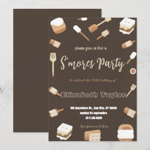 Convite de Aniversário S'mores – Fogueira Aconcheg