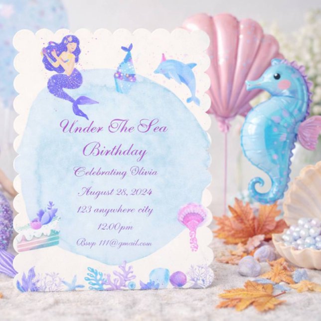 CONVITE DE ANIVERSÁRIO SOB O MAR (Criador carregado)