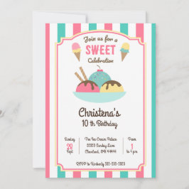 Convite de aniversário Social sorvete Sundae