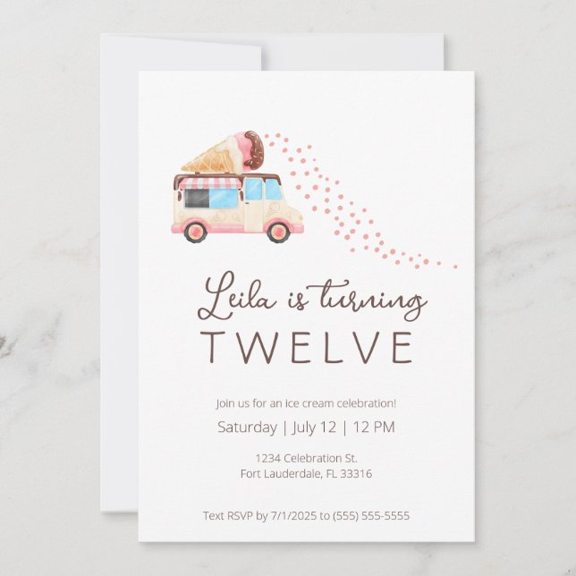 Convite de aniversário sorvete (Frente)