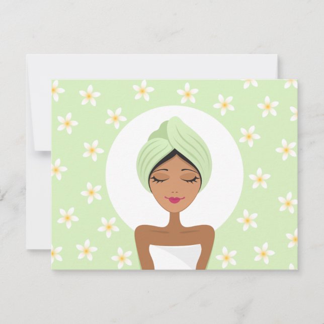 convite de aniversário Spa com plumeria (Frente)