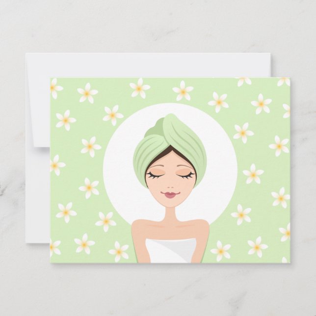 convite de aniversário Spa com plumeria (Frente)