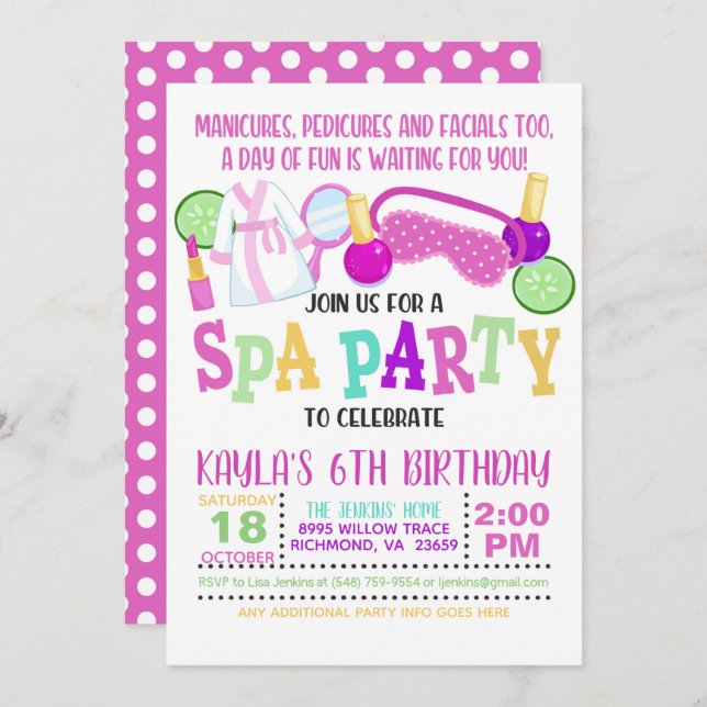 Convite de aniversário Spa - WH (Frente/Verso)