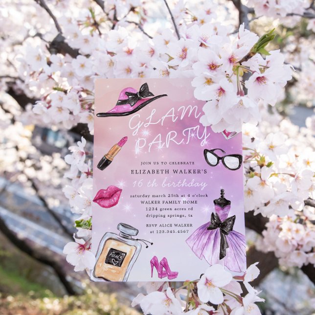 Convite de aniversário Sparkle com Grelha de Makeo (Criador carregado)