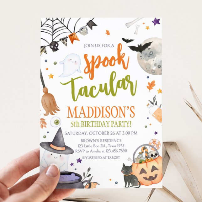 Convite de aniversário Spooktacular do Halloween (Spooktacular Halloween Birthday Party Invitation)