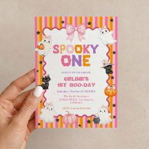 Convite de Aniversário Spooky One Rosa Halloween