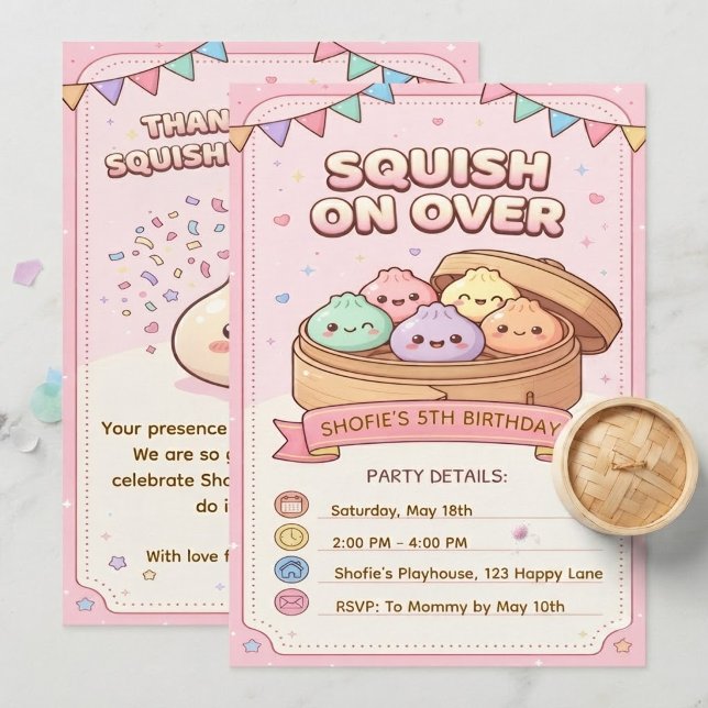 Convite de Aniversário Squish On Over (Criador carregado)