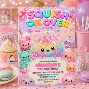 Convite de Aniversário Squishies Dumpling Brilho A