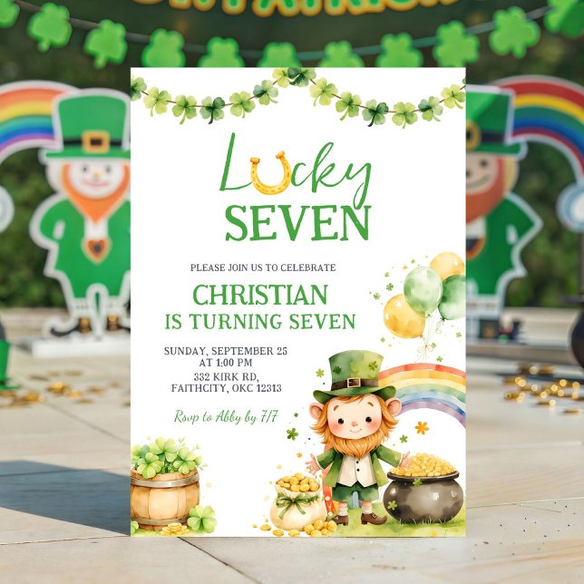 Convite de Aniversário St Patrick Lucky Seven (Criador carregado)